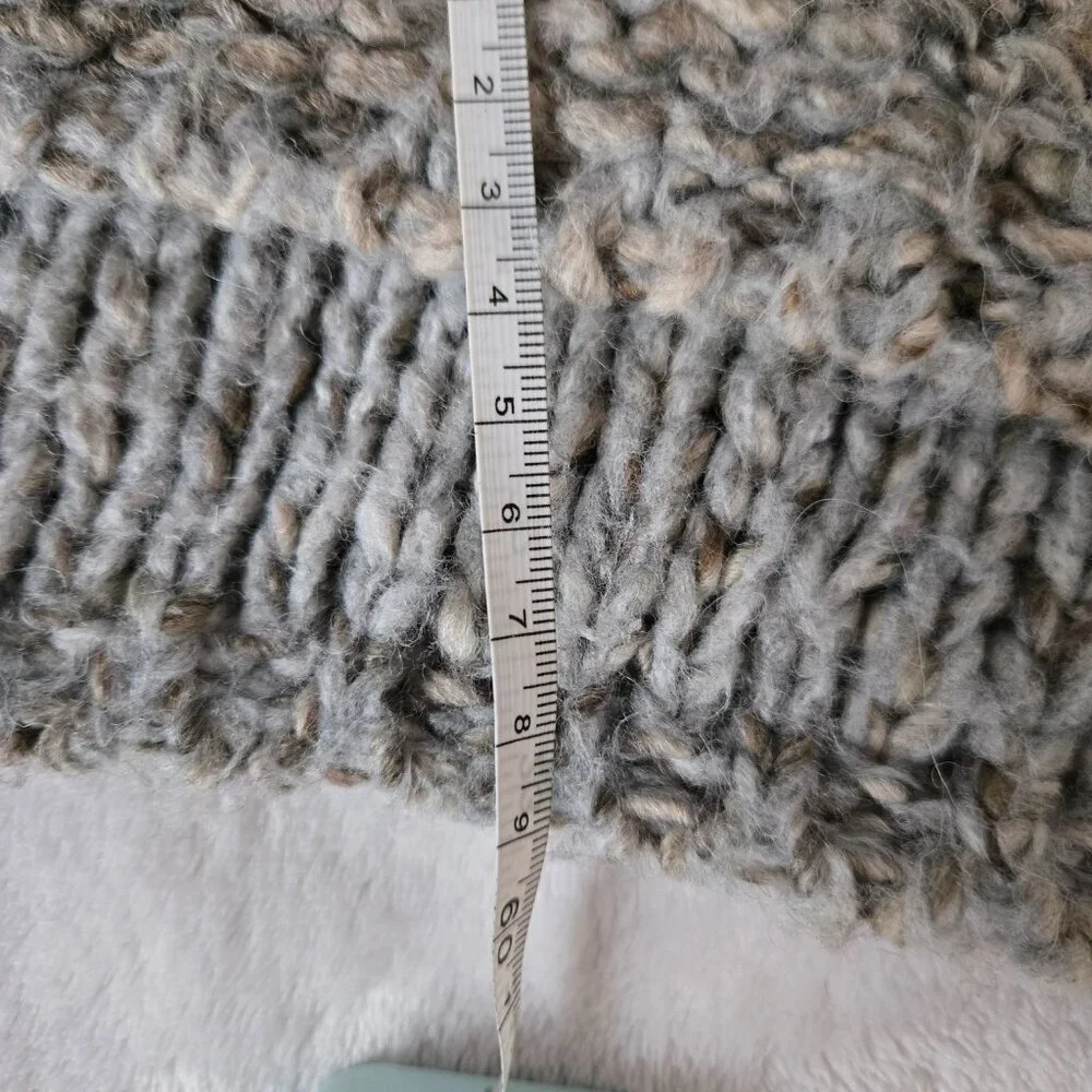 Zara Knit Oversized Chunky Knit Pullover Sweater gray/tan size M - Picture 6 of 9